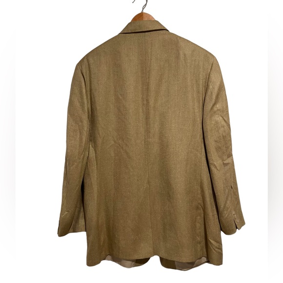 Brooks Brothers Mens Tan  Silk Blend Blazer Lightweight Double Button sz L - Picture 3 of 16